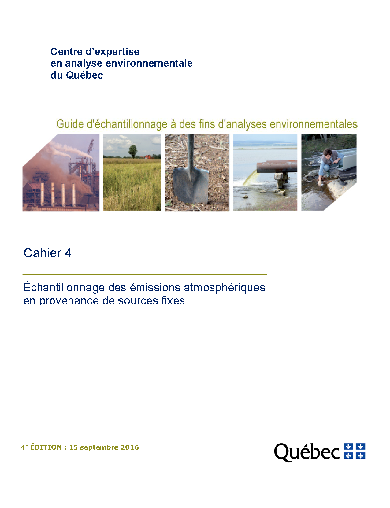 Cahier 4 - Échantillonnage des émissions atmosphériques en provenance de sources fixes